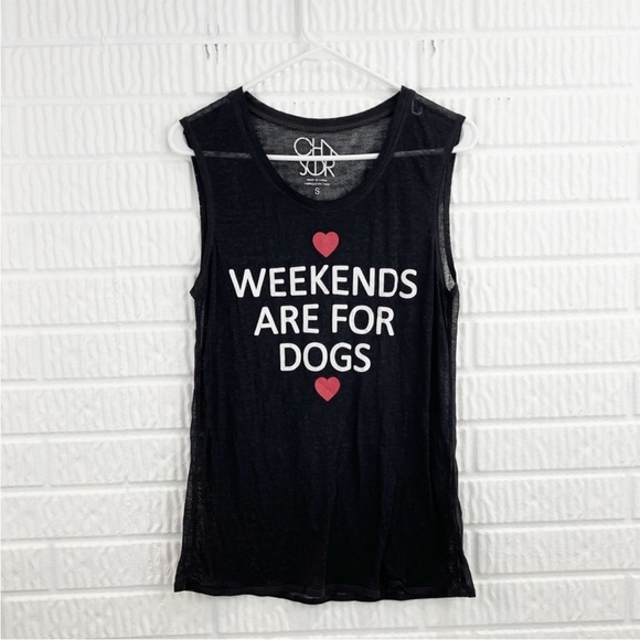 Chaser Tops - EUC Chaser Black Tank with Red Heart Graphic Dogs Small